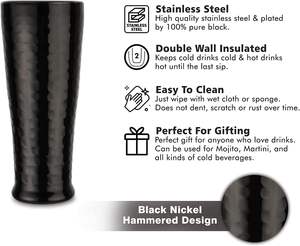 Vaso Alto Premium de Acero Inoxidable Negro Martillado Ecológico Moderno para Accesorios de Bar Certificados para Bebidas de Fiesta - Product Image 5
