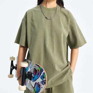 T-shirt lourd 100% coton Unisex Logo personnalisé Acid Wash t Shirt Broderie - Product Image 1