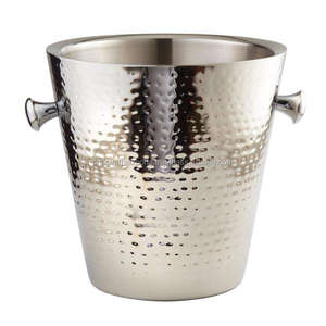 Galvanized <b>Steel</b> <b>Wine</b> <b>Cooler</b> and Champagne Bucket with Wooden Handle for Party Occasions - Product Image 4
