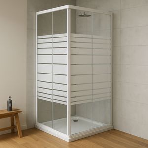 Custodia per doccia a due porte con schermo in cristallo serigrafato DX con dimensioni 66.5-69,5x89,5 cm in vetro temperato per angoli - Product Image 1