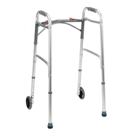Déambulateur pliable Bliss Medical Deluxe à deux boutons avec roues de 5 pouces, cadre et plateau standard pour les personnes âgées et les personnes handicapées