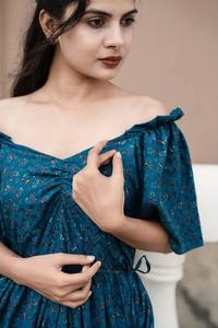 Robe courte indienne faite à la main en coton imprimé bloc tenue de fête élégante Midi naturel cadeau de mariée personnalisé pour les femmes vente - Product Image 4