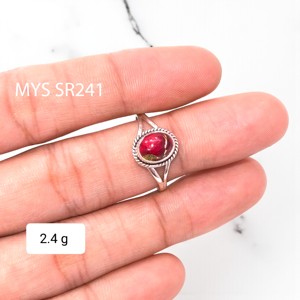 Anillos de plata esterlina de alto pulido, joyería de plata al por mayor para anillos de piedras preciosas turquesa de Dalia rosa - Product Image 1