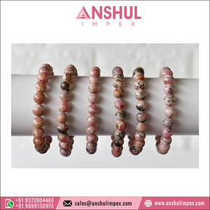 Attractive Pattern Pink Color Healing 7.5in Rhodochrosite Round Gemstone Hand <b>Beaded</b> <b>Bracelet</b> for Meditation at Best Price - Product Image 6