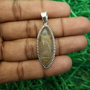 Natural Marquise Rutile Quartz Pendant 925Sterling <b>Silver</b> Handmade Pendant Fine Jewelry Pendant & <b>Charms</b> Necklace <b>Silver</b> Jewelry - Product Image 1