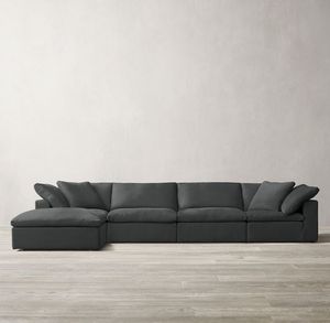 Canapé sectionnel moderne en tissu coton-lin blanc, design contemporain, mobilier de salon pour villa, ensemble une place et trois places - Product Image 2
