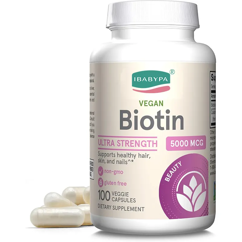 Biotin bổ sung bổ sung hỗ trợ da & tăng trưởng tóc Veggie viên nang sản xuất năng lượng