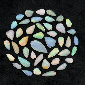 Cuentas de Ópalo Etíope Natural en Forma de Hoja, Cuentas de Ópalo de Fuego Welo Talladas, Cuentas de Piedras Preciosas de Ópalo Sueltas para la Fabricación de Joyas - Product Image 1