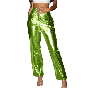 Star Women's High Waist Metallic Shiny Jogger Casual Holographic Color Streetwear Trousers Smooth Reflective Pants - Product Image 3