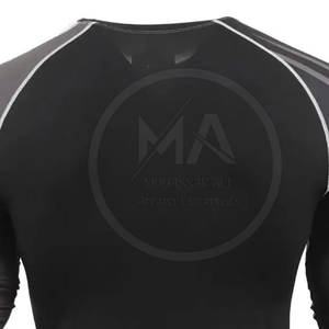 Ropa de fitness para gimnasio, recién llegado, protector contra sarpullidos para hombres, transpirable, 100% poliéster, alta calidad, secado rápido, diseño personalizado, manga completa - Product Image 6