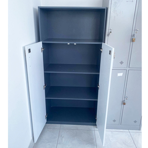 Armoire de rangement en métal minimaliste avec serrure 80x40x166cm Bois de caoutchouc THS68040 - Approuvé pour bureau/atelier - Product Image 5