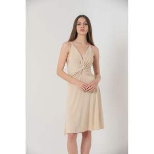 Robe de soirée Topshow à bretelles ornées de pierres, col en V, longueur genou, produit en gros - Product Image 4