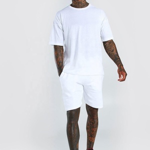 Tendance 2025 été col rond été à manches courtes costume hommes col rond couleur unie demi manches respirant ensemble pour homme - Product Image 3
