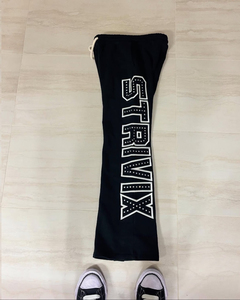 กางเกงวอร์มวินเทจสำหรับผู้ชายกางเกงขาบานผ้าคอตตอนฝรั่งเศสขากว้างแต่งเพชรทรงหลวมปิดเอวกลางแบบ100% ตามสั่ง - Product Image 1