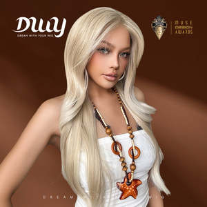 Perruque synthétique Lumi-DWY 136 blond platine ondulée avec raie libre et dentelle transparente sur le devant - Product Image 4