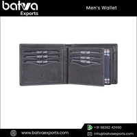 Dompet Pria Kualitas Terbaik Desain Vintage Modern Lipat Dua Pendek Dilengkapi RFID Proteksi Kulit Asli Lapisan Katun Dapat Disesuaikan Buatan India