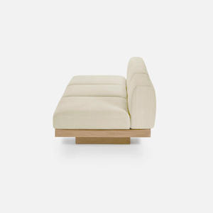 Canapé 3 places en teck moderne de haute qualité avec mousse et tissu de couleur crème pour usage extérieur - Product Image 2