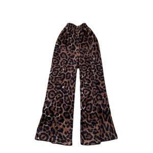 High Waist Women <b>Leopard</b> <b>Print</b> Wide Leg Pants Elastic Waist Loose Fit Summer Trousers - Product Image 2