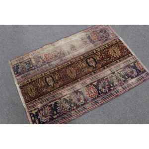 Alfombra Turca Vintage de 2.7x3.8 pies, Alfombra Pequeña, Alfombra Azul Marroquí - Product Image 1