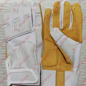 Guantes de entrenamiento de bateo de béisbol y softbol de cuero de Color blanco con puño corto profesional para jugadores jóvenes y adultos - Product Image 5