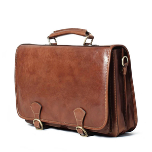 Vintage Genuine <b>Leather</b> <b>Briefcase</b> With Hasps Closure And Top Handle For Daily Use - Product Image 1