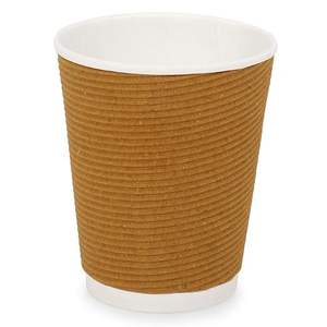 Taza ondulada ecológica de 225ml para fiesta, papel marrón, desechable, seguro, higiénico, jugo de café para el hogar, eventos de boda, platos de arroz - Product Image 1