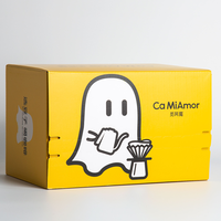 Boîte à café et à thé pliable en carton, fermeture magnétique, carton ivoire, laminage mat, doublure en éponge - Emballage personnalisé écologique