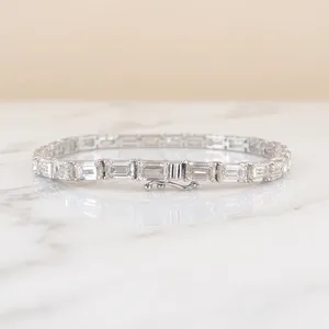 Pulsera de tenis con corte esmeralda de 16.30 CT para mujer, regalo de boda y compromiso, diamante cultivado en laboratorio, joyería con diamantes certificados por IGI. - Product Image 1