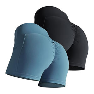 Pantalones cortos de gimnasio de la mejor calidad para mujer con bolsillo lateral, pantalones cortos de yoga al por mayor con patrón sólido, mallas deportivas para Fitness - Product Image 6