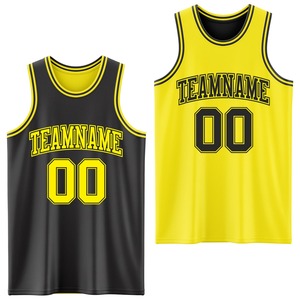 Directement de la marque Engro Sports Maillot de basket-ball à sublimation double face réversible noir jaune clair personnalisé - Product Image 1