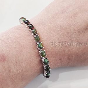 Bracelet pour femme en opale noire naturelle, pierre de naissance d'octobre, bijoux faits à la main pour mariage, Noël, bracelet en argent sterling 925 - Product Image 6