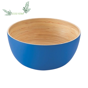 Bol à salade en bambou naturel biodégradable fait à la main/assiettes et bol en bambou/bol et cuillère en bambou de Eco2go Vietnam - Product Image 1