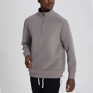 Sweats de haute qualité hommes sweats vierges personnalisé quart fermeture éclair pull col zippé sweat-shirt pour hommes - Product Image 4