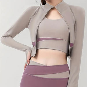 1 pieza Chaquetas deportivas ajustadas con cremallera sin costuras para mujer Chaquetas ajustadas conjunto de ropa deportiva gimnasio chaquetas de Fitness - Product Image 2