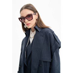 Chaleco Exterior de Lino Azul Marino con Epaulettes - Product Image 3