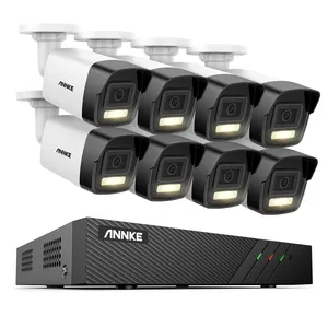 Annke H600 6mp 8ch Poe Nvr 8 Camera Cctv Camerasysteem 3K Ai Smart Dual Light Ip Bewakingscamera Met Audio Waterdicht