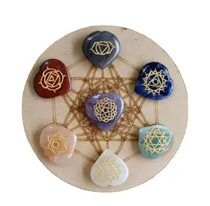 Groothandel Beste Kwaliteit Zeven Chakra Gegraveerde Reiki Set Met Doos Groothandel Reiki Set Kopen Van Alif Crystal En Agaat