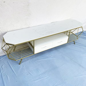 Soporte de TV contemporáneo con revestimiento de mármol y marco dorado KTV68083 - Product Image 2