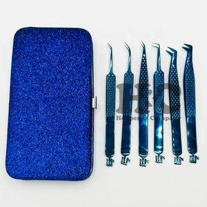 Pince à épiler en acier inoxydable avec pointe pointue au plasma bleu durable avec vison Logo privé - Product Image 5