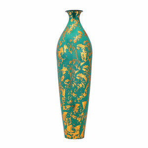Green Minimalist Flower Vase Sleek Design for Stylish Interiors Decorative Gold Accented Flower Vase Timeless Beauty - Product Image 2