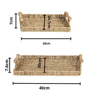 Bandeja de algas marinas vietnamitas naturales de alta calidad, mangos de madera tejidos a mano rectangulares para servir verduras, frutas y verduras, herramientas para - Product Image 5