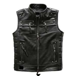 Gilet de motard élégant en cuir véritable pour hommes | Gilet sans manches fait main pour la mode décontractée, la moto et les tendances Streetwear - Product Image 1