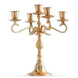 Candelabro de Aluminio Chapado en Oro de Latón de 5 Brazos, Portavelas Decorativo para Mesa, para Navidad, Cumpleaños, Pascua, para Fiestas - Product Image 4