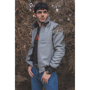 PEAKY Winter Sporty <b>Trucker</b> <b>Jacket</b> Stand Reversible Fur Collar Water Proof Zippered Coated Woolen Patchwork Pattern Street XS - Product Image 2