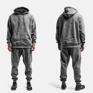 Conjunto Deportivo para Hombre, Color Gris Carbón, Estilo Acid Wash, Sudadera con Capucha Oversize y Pantalones Jogger, Ropa Casual Urbana - Product Image 1