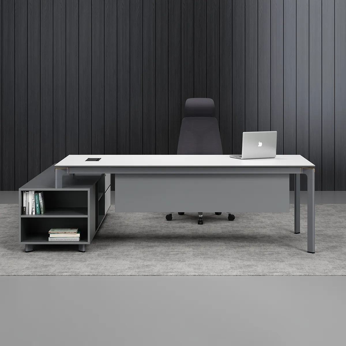 Precio barato moderno estilo simple Eo Material L forma Boss Ceo Escritorio de oficina escritorio ejecutivo con gabinete