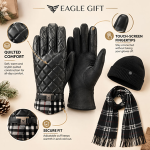 Coffrets cadeaux personnalisés pour la fête des mères, bonnets en papier, écharpes, gants tactiles, design à carreaux, pour hommes et femmes - Product Image 3