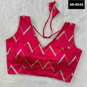 Taille libre indien ethnique Georgette Blouse avec crochet broderie travail prêt à l'emploi pour Saree Lehenga Choli vêtements de mariage - Product Image 3