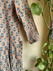 Hand Block Printed 100% Cotton Indian Dress Casual <b>Tunics</b> and Long Gown with Embroidered Decoration" - Product Image 5