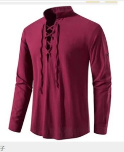 <span class=keywords><strong>Camicia</strong></span> Casual da Uomo in Cotone e Lino a Maniche Lunghe, Stile Vintage Primavera-Autunno, Taglia USA, <span class=keywords><strong>Collo</strong></span> con Cordoncino - Product Image 6